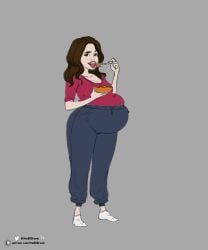 1girls belly belly_stuffing big_belly brown_hair color_edit fat female huge_belly paintmeanon pokimane shydude stuffed stuffed_belly stuffing thebbbroom thejuicystufff youtube