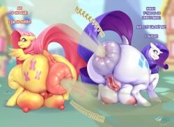 2023 anus ass big_anus blush bodily_fluids brap cowpies crotchboob cutie_mark dated digital_media_(artwork) dock english_text equid equine fard fart fart_cloud fart_fetish farting farts feathers female feral fetish fluttershy_(mlp) friendship_is_magic fur gassy genitals hair hasbro hi_res horn huge_anus hyper hyper_anus hyper_teats mammal mane my_little_pony nipples pegasus pink_hair pink_tail puffy_anus purple_hair purple_tail pussy raised_tail rarity_(mlp) signature smile sweat sweatdrop tail text toby_art unicorn white_body white_fur wings yellow_body yellow_feathers yellow_fur