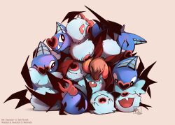 animal_focus bat closed_eyes commission cuddle_pile cuddling fang_out feral fluffy happy looking_at_another looking_down lying_on_another no_humans oerba_yun_fang one_eye_closed pokémon_(species) pokemon pokemon_(species) ruby_feather signature simple_background smile swoobat woobat x_anus