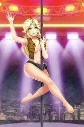 blonde_hair green_eyes no_penetration pole pole_dancing spiral_clicker