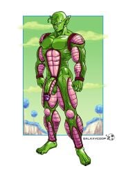 1boy antennae balls dragon_ball dragon_ball_z flaccid galaxycoop green_body green_skin male male_only muscular naked namekian nude penis piccolo pointy_ears solo solo_male