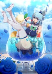 aqua_(konosuba) ass ass_focus big_ass big_breasts big_butt breasts bubble_ass bubble_butt cherry clothing drink female female_only fruit glass_cup huge_ass ice_cream in_cup in_glass kono_subarashii_sekai_ni_shukufuku_wo! mostly_clothed ponpo skirt solo solo_female solo_focus stockings tagme thick_thighs