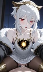 1boy 1girls 2d ai_generated bandai_namco blush clothed clothing code_vein code_vein_2 cowgirl_position cum cum_drip cum_in_pussy cum_inside cumshot duo ejaculation female female_penetrated hole_in_chest intimate light-skinned_female light-skinned_male light_skin looking_at_viewer lou_magmell male male/female male_penetrating male_penetrating_female male_pov no_panties nopemope26 on_top penetration penis penis_out plump pov pussy pussy_ejaculation pussy_juice red_eyes sensual straddling thick_thighs thighs uncensored vagina vaginal_insertion vaginal_penetration vaginal_sex video_games white_hair