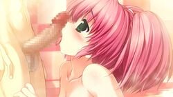 censored fellatio game_cg green_eyes hair hayase_manami kamikaze_explorer nude oral oshiki_hitoshi penis pink_hair wet