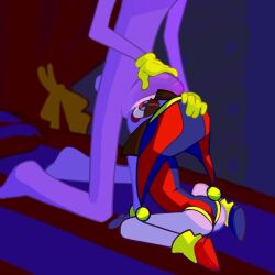 1boy 1girls animated anthro ass ball_sucking balls balls_sucking fellatio female jax_(the_amazing_digital_circus) kneeling male moaning mp4 oral peachigami penis_on_face pomni_(the_amazing_digital_circus) sound sucking_balls sucking_testicles tagme the_amazing_digital_circus video