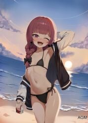 1girls 2d 2d_(artwork) 2d_artwork ;) adult adult_female agm almost_naked almost_nude arm_behind_head armpit armpit_peek armpits beach belly belly_button bikini bikini_bottom bikini_top black_bikini black_bikini_bottom black_bikini_top black_fingernails black_nail_polish black_nails black_swimsuit black_swimwear blue_sky bocchi_the_rock! braid braided_hair braided_ponytail braids breasts clouds coast coat collarbone day daylight daytime digital digital_art digital_drawing digital_drawing_(artwork) digital_media digital_media_(artwork) drugged drunk drunk_blush drunk_female drunken_eyes earrings eye_closed eyebrows_visible_through_hair female female_focus female_only fingernails fingers flat_belly flat_breasts flat_chest flat_chested groin hairless_armpits halterneck hand_behind_head high_resolution highres hiroi_kikuri horizon inguinal_crease inguinal_ligament jacket lean_figure legs_closed legs_together long_hair looking_at_viewer mature mature_female midriff mostly_nude nail_polish nails naked naked_female naked_woman narrow_waist navel nearly_nude nude nude_female nudity ocean one_eye_closed one_eye_open open_coat open_jacket open_mouth open_mouth_smile outdoor outdoor_nudity outdoors outside parted_lips petite petite_body petite_breasts petite_female petite_girl petite_tits ponytail posing posing_for_the_viewer practically_nude presenting_armpit purple-eyed_female purple-haired_female purple_eyes purple_hair ribs sand sea seaside sharp_teeth shaved_armpits shoulders side-tie_bikini single_braid skinny skinny_female skinny_girl skinny_waist sky slender_body slender_waist slim_waist small_breast small_breasts smile smiley_face smiling smiling_at_viewer smooth_armpits smooth_chest solo standing string_bikini swimsuit swimwear thigh_gap thighs thighs_together tiny_breasts tongue upper_body upper_teeth water wink winking winking_at_viewer winking_eye