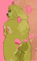 anthro anthro_only ass ass_focus bow bunny_ears bunny_tail embarrassed furry furry_only grumpy male male_only mcinns older_male springtrap springtrap_(fnaf) tail