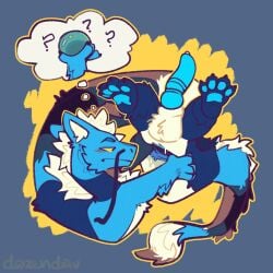 1:1 2025 4_toes animal_genitalia anus ball_tuft balls barbel_(anatomy) blue_anus blue_body blue_flesh blue_fur blue_pawpads blue_penis blush blush_lines bodily_fluids chest_tuft curled_up dozendav dragon eastern_dragon feet felix_(noodle) feral fingering fingering_self flesh_whiskers fur furred_dragon furred_scalie gaping gaping_anus genitals hi_res holding_object hybrid_genitalia hybrid_penis knot long_body lost_my_keys male masturbation medial_ring medial_ringed_hybrid_penis multicolored_body multicolored_fur mythological_creature mythological_scalie mythology orb outline pawpads penis question_mark scalie searching sheath simple_background solo stretched_anus striped_body stripes tail tail_tuft thought_bubble toes tuft two_tone_body two_tone_fur white_body white_fur yellow_eyes yellow_outline