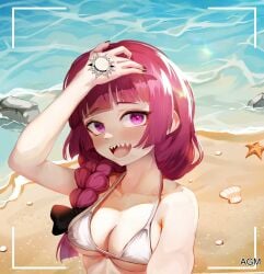 1girls 2d 2d_(artwork) 2d_artwork adult adult_female agm arm_above_head arm_up bare_arms bare_chest bare_hands bare_midriff bare_shoulders bare_skin beach bikini bikini_only bikini_top blunt_bangs blush blush_face blushing_female blushing_lines bocchi_the_rock! braid braided_hair braided_ponytail braids breasts cleavage coast collarbone digital digital_art digital_drawing digital_drawing_(artwork) digital_media digital_media_(artwork) elbows exposed_arms exposed_chest exposed_midriff exposed_shoulders exposed_skin eyebrows_visible_through_hair female female_focus female_only fingernails fingers halterneck hand_above_head hand_on_hair hand_on_head hand_on_own_hair hand_on_own_head hand_up head_tilt high_resolution highres hiroi_kikuri large_breasts long_hair looking_at_viewer looking_up looking_up_at_viewer mature mature_female midriff ocean open_mouth open_mouth_smile parted_lips ponytail purple-eyed_female purple-haired_female purple_eyes purple_hair sand sea seashell seaside sharp_teeth shoulders single_braid smile smiley_face smiling smiling_at_viewer solo standing string_bikini swimsuit swimwear tattoo tattoo_on_hand tilted_head tongue upper_body upper_teeth water white_bikini white_bikini_top white_swimsuit white_swimwear