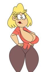 1girls blonde_female blonde_hair breasts cleavage clothed_female clothing female female_focus female_only gothboi hands_on_hips large_breasts light-skinned_female light_skin lipstick milf nickelodeon nicktoons rita_loud short_hair solo solo_female solo_focus the_loud_house thick thick_thighs transparent_background