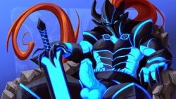 armor armored_male erect_penis erection igris_(solo_leveling) inviting knight knight_armor mask masked masked_male offering offering_to_viewer solo_leveling tagme zombie_maykr