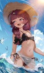 1girls 2d 2d_(artwork) 2d_artwork adult adult_female agm beach_hat belly belly_button bikini bikini_bottom bikini_only bikini_top black_bikini black_bikini_bottom black_bikini_top black_hair_ribbon black_hair_tie black_ribbon black_swimsuit black_swimwear blue_sky bocchi_the_rock! braid braided_hair braided_ponytail braids breasts clouds collarbone day daylight daytime digital digital_art digital_drawing digital_drawing_(artwork) digital_media digital_media_(artwork) dripping_wet earrings eyebrows_visible_through_hair female female_focus female_only female_torso frilled_bikini frilled_bikini_top frilled_swimsuit frilled_swimwear groin hair_ribbon hair_tie half_submerged halterneck head_tilt high_resolution highres hiroi_kikuri inframammary_fold inguinal_crease inguinal_ligament lean_figure long_hair looking_down looking_down_at_viewer mature mature_female midriff narrow_waist navel ocean open_mouth open_mouth_smile outdoor outdoor_nudity outdoors outside parted_lips partially_submerged partially_submerged_legs petite petite_body petite_breasts petite_female petite_girl petite_tits ponytail purple-eyed_female purple-haired_female purple_eyes purple_hair ribbon sea seaside sharp_teeth shoulders side-tie_bikini simple_background single_braid sky slender_body slender_waist slim_waist small_breast small_breasts smile smiley_face smiling soaked solo standing string_bikini submerged_feet submerged_legs sunlight swimsuit swimwear thigh_gap thighs tilted_head tiny_breasts tongue upper_body veil water wet wet_belly wet_bikini wet_body wet_face wet_hair wet_legs wet_skin wet_swimsuit wet_thighs wide_hips