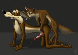 anatomically_correct anthro bestiality canine coyote doggy_style emptyset feral furry furry_only gay looney_tunes male no_humans penis sex smooth_fur wile_e._coyote zoophilia