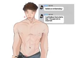 asian_male bang_chan brown_hair clothing clothing_aside kpop male_focus male_only muscular_male selfie selfie_pose selfie_with_penis stray_kids