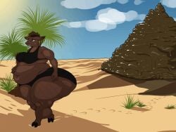 2026 anthro athletic_wear barefoot belly big_belly black_bra black_clothing black_gym_shorts black_sports_bra black_underwear bloated bluepants bodily_fluids bottomwear bra breasts brown_body brown_eyes brown_fur brown_hair camel camelid clear_sky clothing cloud desert desert_background detailed_background digital_drawing_(artwork) digital_media_(artwork) excessive_feces feces feces_pile feet female fishnet_clothing fishnet_leggings fishnet_legwear frown fur grass gym_bottomwear gym_shorts hair hand_on_belly hand_on_hip hi_res holding_stomach hooves hyper hyper_feces hyper_scat leggings legwear looking_forward mammal mature_female muscular_legs navel onofria_sharan overweight palm_tree plant pyramid scat shorts shrub sky smaller_version_at_source solo sports_bra sun sweat sweatdrop thick_calves thick_thighs tree underwear walking wide_hips