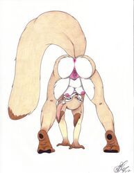 all_fours anthro anus ass breasts canine female fur furry malachi nude pussy raised_tail solo tail