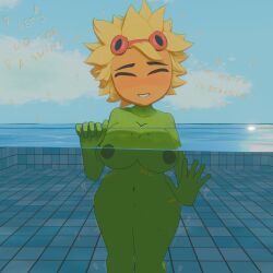 electronic_arts goggles goggles_on_head green_body green_skin outside plant_girl plantie plants_vs_zombies plants_vs_zombies:_heroes pool popcap popcap_games shadow2405 solar_flare_(pvz) sunflower water