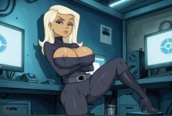 agent_k ai_generated annoyed annoyed_expression big_ass big_breasts big_butt black_eyes black_sclera blonde_hair blush bodysuit cameltoe cleavage computer creamhorseai crossed_arms curvy curvy_female curvy_figure dark-skinned_female dark_skin deep_cleavage disney erect_nipples eyelashes eyeshadow female fit fit_female high_resolution highres horny horny_female hourglass_figure huge_ass huge_breasts indoors k_daring leg_up leotard light-skinned_female light_skin makeup mature mature_female milf mother office older_female older_male_and_younger_male perfect_body posing reluctant seductive seductive_look slim_waist smug smug_face solo tan-skinned_female tan_body tan_skin the_replacements thick_thighs turtleneck voluptuous voluptuous_female white_hair