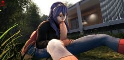 1boy 1girls 69 69_position blowjob blue_eyes blue_hair crossover eastern_and_western_character fellatio fire_emblem fire_emblem_awakening lucina_(fire_emblem) marvel marvel_comics nintendo peter_parker sex spider-man spider-man_(series) straight