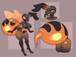 ai_assisted areolae arthropod arthropod_abdomen arthropod_abdomen_genitalia arthropod_abdomen_penis artlegionary ass breasts edit edited erection hips huge_breasts insects intersex large_areolae large_breasts large_penis nipples orange_eyes penis puffy_nipples saliva simple_background thick_penis third-party_edit wide_hips wings