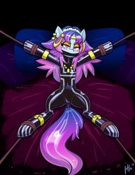 1girls 2020s 2025 bed bedroom black_eyebrows black_eyelashes blue_fur blue_skin bodysuit bondage commission ear_piercing equine equine_only eyebrows eyebrows_visible_through_hair eyelashes female female_focus female_only futuristic_clothing gag gagged gold_ear_piercing gold_hair_ornament gold_jewelry gold_necklace gold_tiara hair_ornament hasbro heart_tattoo hi_res horse horse_only jewelry latex latex_clothing latex_suit lettuce_(artist) looking_at_viewer looking_pleasured mlp_g5 musical_note_hair_ornament musical_symbol my_little_pony my_little_pony:_tell_your_tale necklace odessa_evensong open_eyes pillow pillows png pony pony_only posing posing_for_the_viewer purple_eyes purple_hair purple_tail reflective_clothing rope rope_bondage rubber rubber_clothing rubber_suit seductive seductive_look shiny_clothes signature solo tail tape tape_gag taped_mouth the_petal_gala tiara tight_clothing wrinkles_in_clothes yellow_eyelids