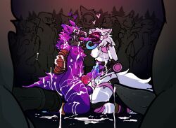 animal_genitalia animal_penis anthro balls being_watched bodily_fluids bound breasts canid canine canis collar cum cum_covered cum_drip domestic_cat domestic_dog dripping equine_genitalia equine_penis felid feline felis female fishtacosad genital_fluids genitals group heart_symbol humanoid_genitalia humanoid_penis knot knotted_penis looking_at_another machine male mammal messy multicolored_penis penis protogen scalie tapering_penis tongue vulva