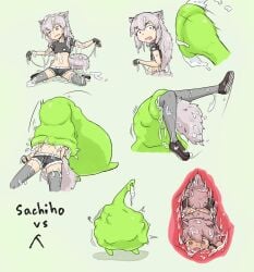 digesting_live_prey digesting_prey echidna_wars_dx female_prey head_first head_first_vore inminent_death kicking_legs monster_pred monster_vore sachiho swallowed_alive swallowed_whole unwilling_prey vore