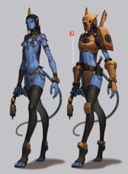 1girls avatar black_hair crossover female helmet loincloth na'vi sgt_lonely skimpy_armor tau warhammer_40k