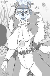 belt big_breasts blowing_kiss bubbles colleen_(road_rovers) goggles road_rovers strikersa underwater