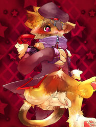 blush color ear eye_patch feline furry hat kosian male male_only paws penis red_eyes solo tail touching uncensored