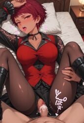1girls ai_generated bed big_breasts bluffman_x busty busty_female clothed clothed_female clothed_sex cum cum_in_pussy cum_inside cum_inside_pussy dark-skinned_female dark_skin deep dress hard_cock heart huge_breasts inside king_of_fighters looking_at_viewer missionary missionary_position on_bed pants pantyhose pov red_eyes red_hair ripped_clothing see-through see-through_clothes see-through_clothing short_hair shorts skirt skirt_up tan tan-skinned_female tan_skin thick tongue tongue_out vice_(kof) voluptuous voluptuous_female