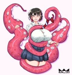 ano_toki_tasukete_itadaita_monster_musume_desu big big_breasts breasts bright_eyes huge_boobs huge_breasts magic monster_girl school_girl school_uniform schoolgirl schoolgirl_uniform sex sexy_female short_hair skirt student_skirt tentacle waifu