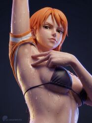 1girls 3d 3d_(artwork) 3d_model 3d_render ai_generated armpit armpit_fetish armpits bikini breasts cinderpits detailed detailed_background female female_only nami_(one_piece) one_piece realistic realistic_textures self_upload smug smug_face solo solo_female solo_focus sweat sweatdrop sweating sweaty sweaty_armpits sweaty_body sweaty_breasts tight_clothing tight_fit