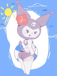 ass beach bikini furry kuromi looking_at_viewer meweeze sanrio