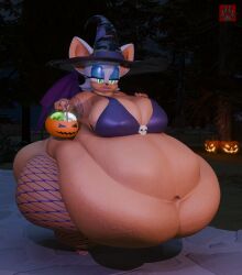 1girls 3d 3d_(artwork) anthro ass bat bathing belly belly_overhang big_belly blue_eyeshadow bra breasts candy_bucket cleavage emerald emerald_(gem) eyelashes fat fat_fetish female female_focus female_only fishnet_legwear fishnets furry green_eyes halloween halloween_costume hand_on_breast hips jack-o'-lantern large_ass large_belly large_breasts mobian_(species) obese obese_female overweight overweight_female rouge_the_bat sega sonic_(series) sonic_the_hedgehog_(series) thick_thighs thighs vep125 weight_gain white_hair wide_hips witch_costume witch_hat