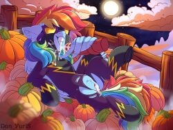ahe_gao alternate_character alternate_version autumn bedroom_eyes c candy clothes cloud colored costume cum cum_in_mouth cum_in_pussy disembodied_penis ears_back female female_focus fence field flat_colors fog food friendship_is_magic g4 genitals halloween halloween_2025 halloween_costume holiday lying_down mare mlp_g4 moon my_little_pony night nightmare_night_costume nudity open_mouth oral_creampie outdoors pegasus penis pony pumpkin rainbow_dash_(mlp) shadowbolt_dash shadowbolts shadowbolts_costume smiling solo_focus tongue_out torn_clothes vaginal_creampie vulva wing_hands wings yuris_(artist)
