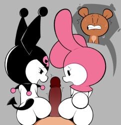 1male 2females ass cock_between_ass fatalafterdark feral furry kuromi my_melody onegai_my_melody tagme