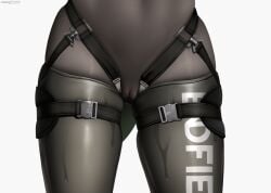 arknights arknights:_endfield black_bodysuit bodysuit cameltoe chinese_commentary commentary_request female fluorite_(arknights:_endfield) highres pussy pussy_juice skindentation solo standing tail thigh_gap thigh_strap thighs wet wet_clothes white_background z282g