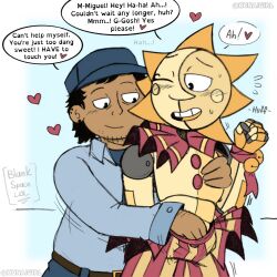 2boys animatronic clothed clothing dialogue five_nights_at_freddy's five_nights_at_freddy's:_security_breach fnaf gay hand_in_pants handjob kunaigirl moaning oc oc_x_canon robot rubbing shivering sundrop sundrop_fnaf touching_crotch