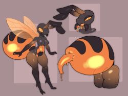 ai_assisted areolae arthropod arthropod_abdomen arthropod_abdomen_genitalia arthropod_abdomen_penis artlegionary ass breasts edit edited erection hips insects intersex large_penis medium_breasts nipples orange_eyes penis saliva simple_background thick_penis third-party_edit wide_hips wings