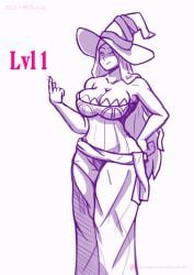 2026 animated bcsstudio belly_expansion big_belly big_breasts cleavage dragon's_crown sequence sorceress_(dragon's_crown) tagme witch_hat