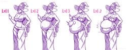 2025 bcsstudio belly_expansion big_belly big_breasts cleavage dragon's_crown sequence sorceress_(dragon's_crown) tagme witch_hat