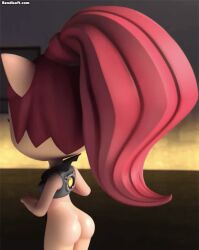 1girls ass ass_focus bottomless cat_ears catgirl cute_ass cute_butt edit miyo_(running_man) pink_hair ponytail running_man running_man_animation topwear