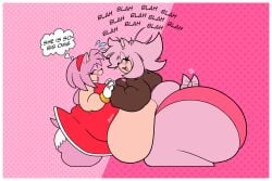 2girls amy_rose anthro ass belly breasts chubby chubby_female closed_eyes english_text eulipotyphlan eyelashes fan fat female female_focus female_only furry gloves hairband hedgehog hedgehog_humanoid hips holding_hands hyper hyper_ass jacket large_ass large_breasts messy_hair mobian_(species) nervous nervous_smile overweight overweight_female panties pedrott_viana pink_fur pink_hair sega smaller_female sonic_(series) sonic_the_hedgehog_(series) stomach tail_wagging taller_female text thick_thighs thighs thought_bubble underwear weight_gain wide_hips