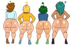 13_cards 13_карт 4boys ass_comparison ass_focus big_ass bottomless comparing_asses comparison femboy_only gay green_corpse male_only round_ass shiny shiny_skin socks viewed_from_behind yaoi вару_(13_карт) габриэль_(13_карт) зонтик_(13_карт) феликс_(13_карт)