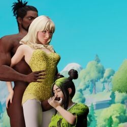 1girls 2girls big billie_eilish billie_eilish_(fortnite) black_body black_male blowjob breasts celebrity dark dark-skinned_male fortnite fortnite:_battle_royale fortnite:_festival penis sabrina_carpenter singer singers white_body white_female