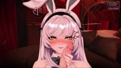 1girls animated aroused aroused_face beauty_mark blowjob blowjob_face blush brat breasts bubblebebe bunny_ears bunny_girl bunnysuit choker close-up cute cute_face eyebrows eyelashes female female_focus female_only femdom hourglass_figure indie_virtual_youtuber lewdtuber medium_breasts petite petite_body petite_breasts petite_female pov sexy sexy_body sexy_pose tagme thick_thighs thighs video vtuber vtuberfanart white_hair yellow_eyes