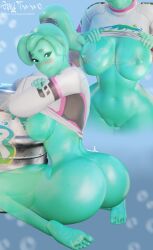 1girls 2026 3d anthro areolae artist_name ass ass_focus athletic athletic_female big_ass big_breasts black_eyes blue_body blue_skin blush breasts breasts_out child_bearing_hips ella_slurp feet female female_anthro female_only fortnite green_body green_skin hourglass_figure humanoid kneeling lifting_shirt looking_at_viewer monster monster_girl navel nipples non-human nude nude_female on_knees presenting presenting_breasts presenting_hindquarters pseudo_hair pussy saytwwo shirt_lift short_hair slime slime_girl slurp_(fortnite) solo teal_body teal_skin thick_thighs thighs translucent translucent_body video_games wide_hips