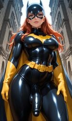 ai ai_generated barbara_gordon batgirl batgirl_(barbara_gordon) batman_(series) big_penis futanari ginger_hair medium_breasts