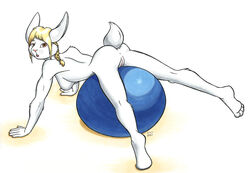 2011 all_fours anthro anus avoidable_anatomy_mistake ball breasts female fur furry lagomorph nude on_front presenting pussy rabbit raised_tail sideboob solo tachyon tail white_fur